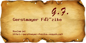 Gerstmayer Füzike névjegykártya